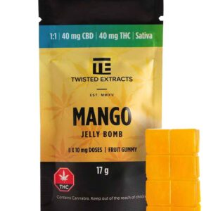 Twisted Extracts Sativa Gummy 1:1 THC | CBD – 40mg – Mango