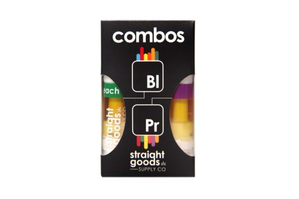 Straight Goods  2 In 1 Combos – 2 x 1 Gram Carts - Blue Lavender (INDICA) x Peach Ringz (INDICA) Cartridges